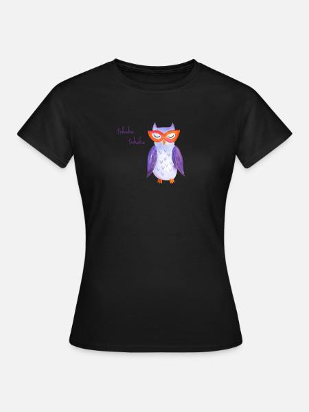 Eule mit Brille - Frauen T-Shirt - Schwarz