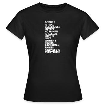 SCIENCE IS REAL - Frauen T-Shirt - Schwarz - Vorne - AI Model Female 172 dark (172cm)