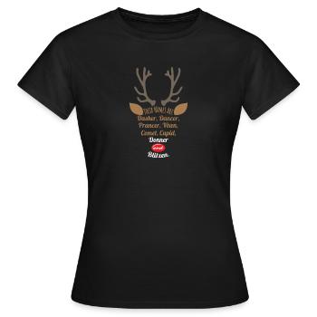 Noël Santa’s Reindeer Their Names Are - T-shirt Femme - noir - Devant - AI Model Female 172 dark (172cm)