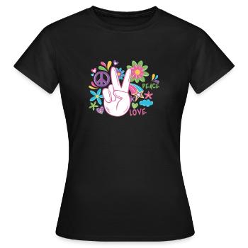 Paix et paix Cadeau à la main - T-shirt Femme - noir - Devant - AI Model Female 172 dark (172cm)