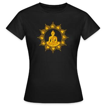 Bouddha Méditation Lotus Fleur coeur Chakra Yoga - T-shirt Femme - noir - Devant - AI Model Female 172 dark (172cm)