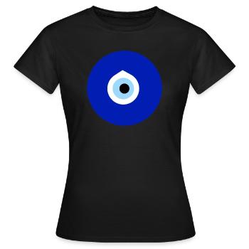 Kleiner Nazar Evil Eye Türkischer Griechischer Amulett Araber - Frauen T-Shirt - Schwarz - Vorne - AI Model Female 172 dark (172cm)