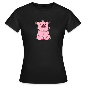 Schweinchen pig - Frauen T-Shirt - Schwarz - Vorne - AI Model Female 172 dark (172cm)