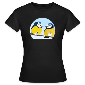 jz.birds illustration de la mésange bleue - T-shirt Femme - noir - Devant - AI Model Female 172 dark (172cm)