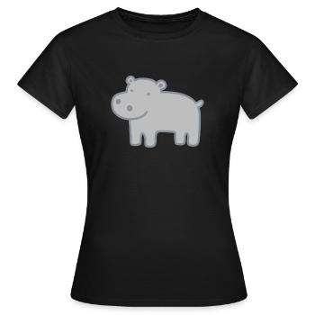 Children's Comic - Hippo - Women's T-Shirt - black - Front - AI Model Female 172 dark (172cm)