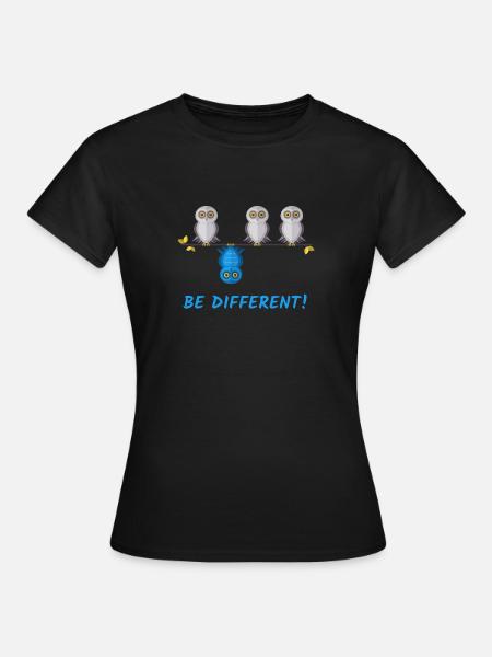 Be Different Owls Rebell Anarchy Unique - T-shirt Femme - noir