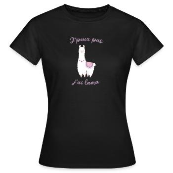 Je peux pas j'ai lama - T-shirt Femme - noir - Devant - AI Model Female 172 dark (172cm)