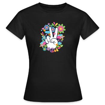 Hippie Peace | Hippies Kleidung Kostüm Geschenke - Frauen T-Shirt - Schwarz - Vorne - AI Model Female 172 dark (172cm)