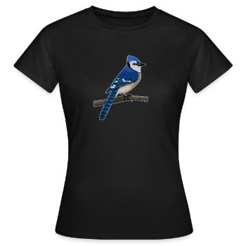 jz.birds Blue Jay Vogel Design - Frauen T-Shirt - Schwarz - Vorne - AI Model Female 172 dark (172cm)