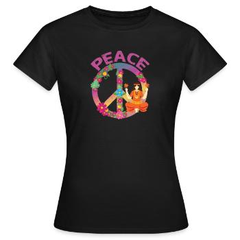 Hippie Peace-Zeichen | Hippies Kleidung Geschenke - Frauen T-Shirt - Schwarz - Vorne - AI Model Female 172 dark (172cm)