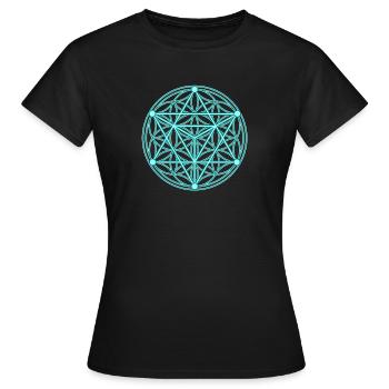Graine de vie et tétraèdre - T-shirt Femme - noir - Devant - AI Model Female 172 dark (172cm)