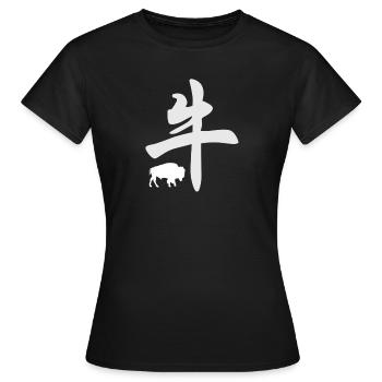 Chinesisches Tierkreiszeichen Ochse - Frauen T-Shirt - Schwarz - Vorne - AI Model Female 172 dark (172cm)