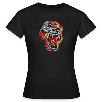 Gorille à dos d'argent coloré - T-shirt Femme - noir - Devant - AI Model Female 172 dark (172cm)