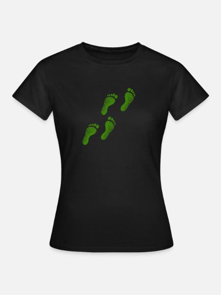 Grüne Schritte - Frauen T-Shirt - Schwarz