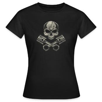 Skull with piston - Women's T-Shirt - black - Front - AI Model Female 172 dark (172cm)