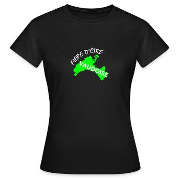 Fière d'être Vaudoise - T-shirt Femme - noir - Devant - AI Model Female 172 dark (172cm)
