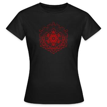 Metatrons Cube Masculine Feminine Red - Women's T-Shirt - black - Front - AI Model Female 172 dark (172cm)