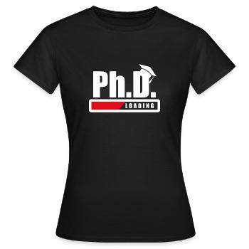 Student Ph.D. Loading Doctoral student Funny gift - Women's T-Shirt - black - Front - AI Model Female 172 dark (172cm)