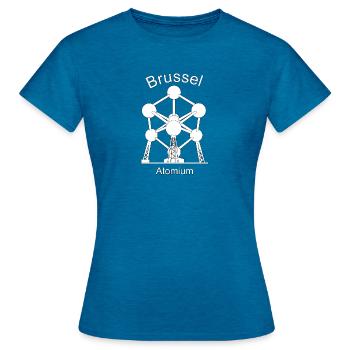 Atomium Bruxelles - T-shirt Femme - bleu saphir antique chiné - Devant - AI Model Female 172 dark (172cm)