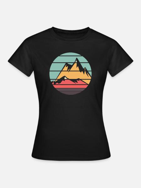 Retro Berge - Frauen T-Shirt - Schwarz