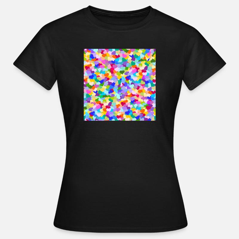 Confetti Rainbow Hearts pattern - Women's T-Shirt - black