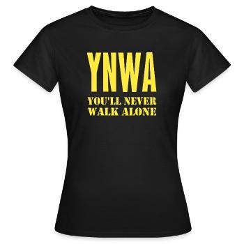 You´ll never walk alone Dormund Fußball YNWA - Frauen T-Shirt - Schwarz - Vorne - AI Model Female 172 dark (172cm)