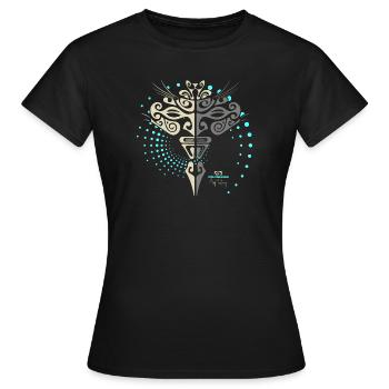 Tatouage tahitien TIKI - T-shirt Femme - noir - Devant - AI Model Female 172 dark (172cm)