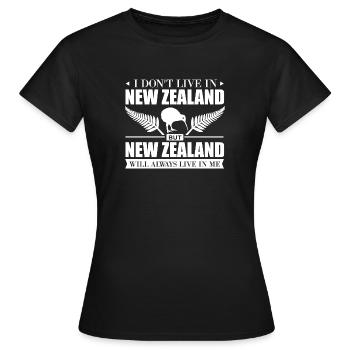 I don't live in New Zealand But... Geschenkidee - Frauen T-Shirt - Schwarz - Vorne - AI Model Female 172 dark (172cm)