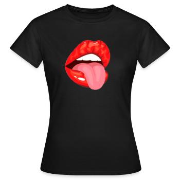 Lippen - Frauen T-Shirt - Schwarz - Vorne - AI Model Female 172 dark (172cm)