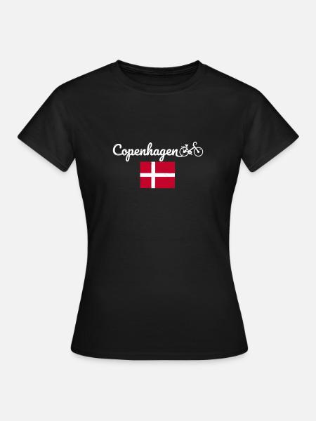 Bike Copenhagen Danemark idée de cadeau de fan de vélo - Dame-T-shirt - sort