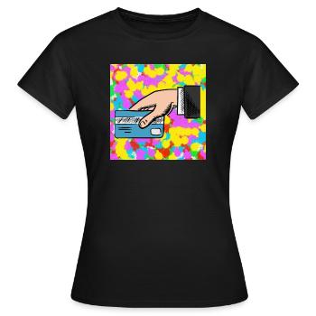 Kreditkarte Pop Farbe Tie Dye Hintergrund Cool - Frauen T-Shirt - Schwarz - Vorne - AI Model Female 172 dark (172cm)