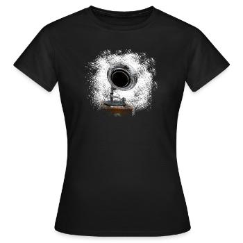 Tourne-disques rétro dans le look pulvérisé - T-shirt Femme - noir - Devant - AI Model Female 172 dark (172cm)