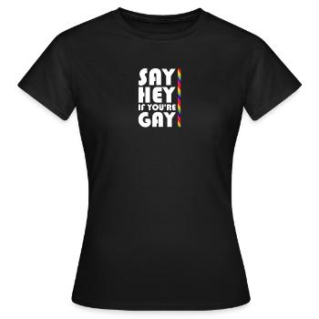 Homosexuality saying Homo Gay Rainbow - Women's T-Shirt - black - Front - AI Model Female 172 dark (172cm)