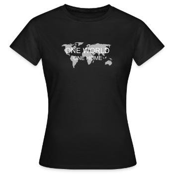 One world one home - Women's T-Shirt - black - Front - AI Model Female 172 dark (172cm)