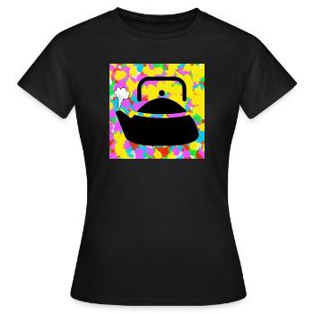 Bouilloire Bouilloire Pop Couleur Tie Dye Fond Funky - T-shirt Femme - noir - Devant - AI Model Female 172 dark (172cm)