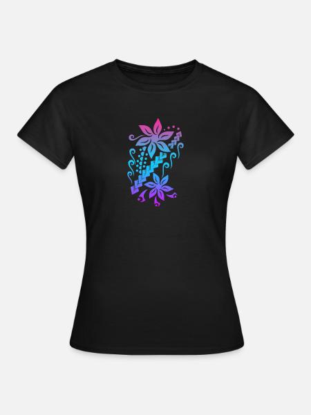Samoa Flower Polynesian Tribal Tattoo Gift Idea - Women's T-Shirt - black