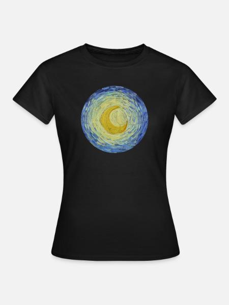 Kuu Vincent van Gogh Tähtinen yö Tähtinen yö - Naisten t-paita - musta