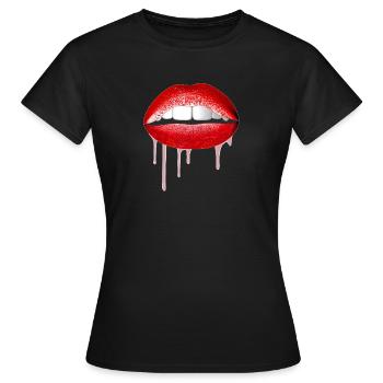 Mund - Frauen T-Shirt - Schwarz - Vorne - AI Model Female 172 dark (172cm)