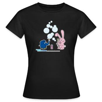 Der Elefant und der Hase machen Seifenblasen - Frauen T-Shirt - Schwarz - Vorne - AI Model Female 172 dark (172cm)