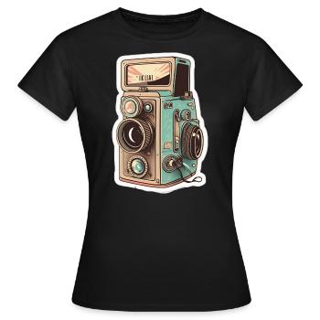 Caméra rétro - T-shirt Femme - noir - Devant - AI Model Female 172 dark (172cm)