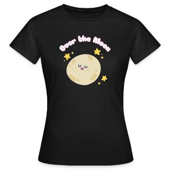 Over_the_Moon Phrases Argot Idiome drôle mignondesign - T-shirt Femme - noir - Devant - AI Model Female 172 dark (172cm)