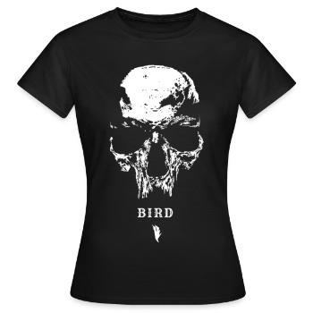 Crâne avec un oiseau – contraste - T-shirt Femme - noir - Devant - AI Model Female 172 dark (172cm)