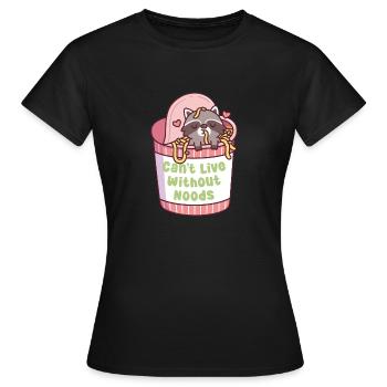 Waschbär in Instant-Ramen kann ohne Nudeln nicht leben - Frauen T-Shirt - Schwarz - Vorne - AI Model Female 172 dark (172cm)