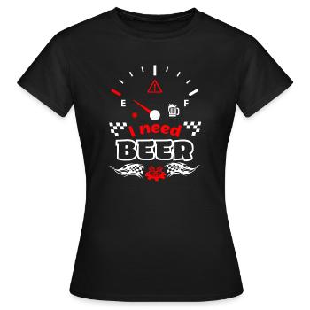 Bier Tankanzeige Spruch- Ich brauche Bier - Frauen T-Shirt - Schwarz - Vorne - AI Model Female 172 dark (172cm)