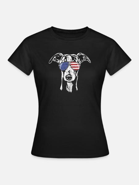 WHIPPET Amérique flag regard vintage - T-shirt Femme - noir