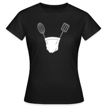 koch kochen chef meister grillen bbq kueche lecker - Frauen T-Shirt - Schwarz - Vorne - AI Model Female 172 dark (172cm)