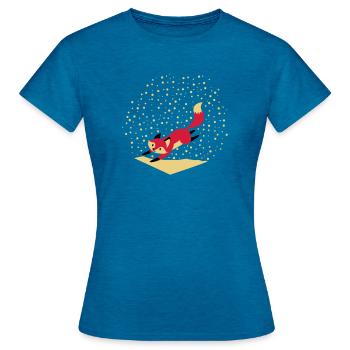 Fuchs im Schnee - Frauen T-Shirt - Antikblaues Saphir meliert - Vorne - AI Model Female 172 dark (172cm)