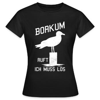 Borkum Ostfriesland Nordsee Möwe - Frauen T-Shirt - Schwarz - Vorne - AI Model Female 172 dark (172cm)