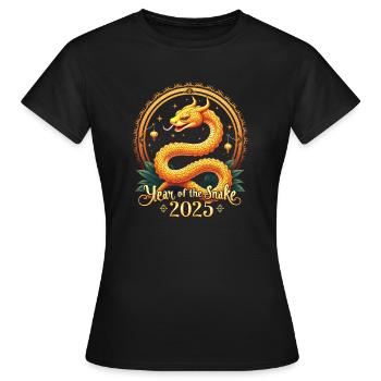 Chinesisches Neujahr - Schlange 2025 - Frauen T-Shirt - Schwarz - Vorne - AI Model Female 172 dark (172cm)