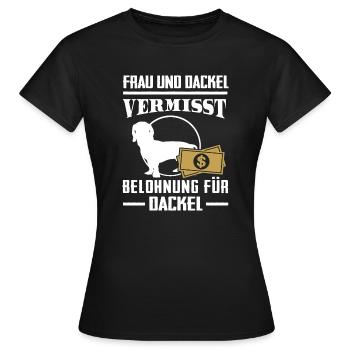 Vermisst Dackel - Frauen T-Shirt - Schwarz - Vorne - AI Model Female 172 dark (172cm)